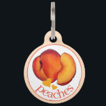 My Name is Peaches Georgia Peach Fruit Heart Pet ID Tag<br><div class="desc">Foodie design features an original marker illustration of a juicy ripe summer peach. Just personalize with your pet's information. This fruity peaches design is also available on other products. Lots of additional food-themed designs are also available from this shop. Don't see what you're looking for? Contact Rebecca to have something...</div>