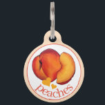 My Name is Peaches Georgia Peach Fruit Heart Pet ID Tag<br><div class="desc">Foodie design features an original marker illustration of a juicy ripe summer peach. Just personalize with your pet's information. This fruity peaches design is also available on other products. Lots of additional food-themed designs are also available from this shop. Don't see what you're looking for? Contact Rebecca to have something...</div>