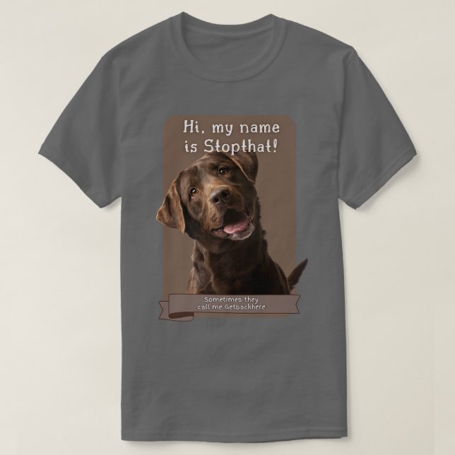 My Name Is Stopthat Funny Hyper Brown Lab Labrador T-Shirt (Design Front)