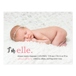MY NAME Modern Birth Announcement Postcard