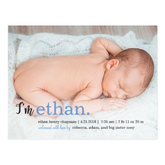 MY NAME Modern Birth Announcement Postcard