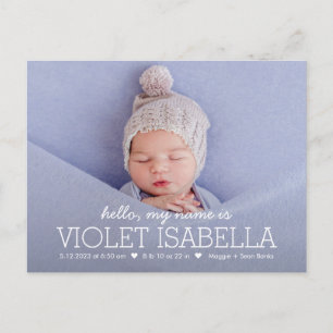 My Name Simple Baby Birth Announcement Postcard