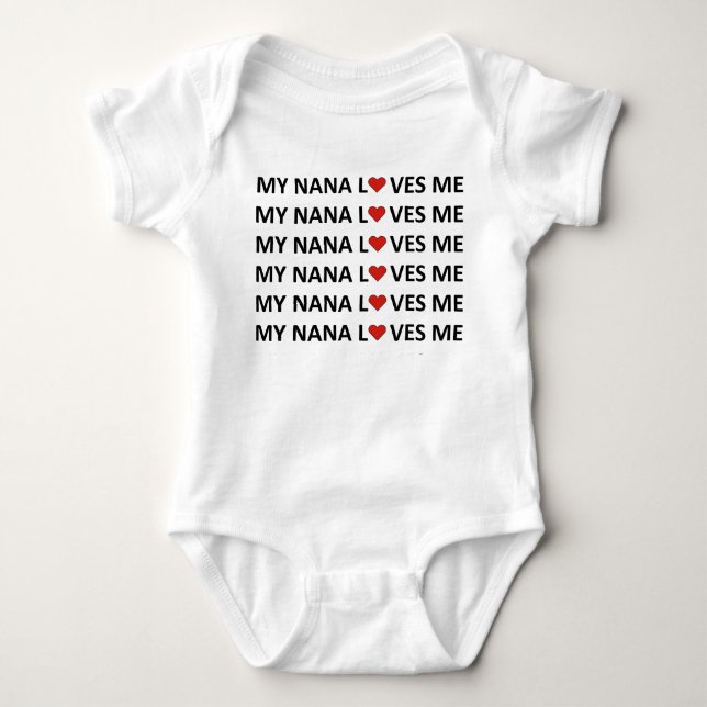 MY NANA LOVES ME - RED HEART Baby Bodysuit (Front)