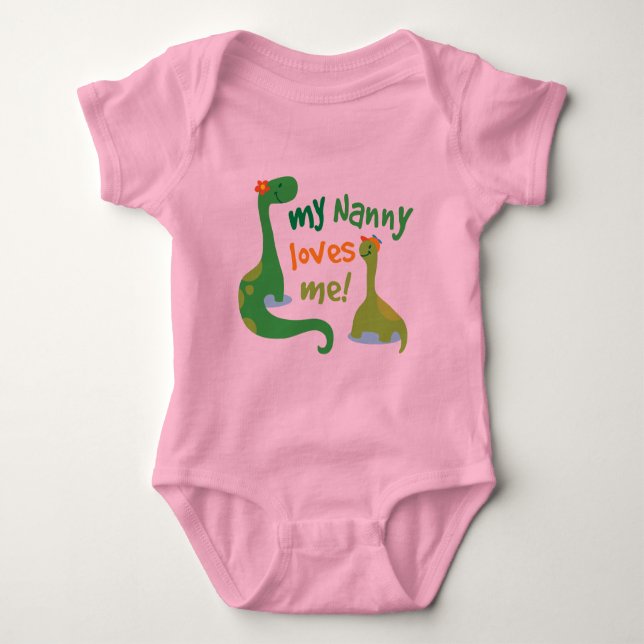 My Nanny Loves Me Dinosaur Baby Bodysuit (Front)