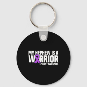 My Nephew Is A Warrior Purple Ribbon Epilepsy Awar Keychain