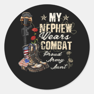 My Nephew Wears Combat Boots Proud Army Aunt Veter Classic Round Sticker