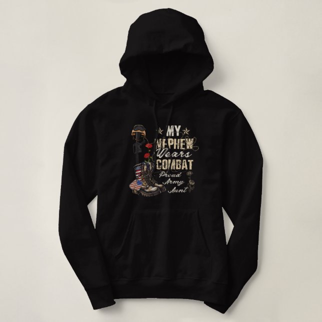 My Nephew Wears Combat Boots Proud Army Aunt Veter Hoodie (Design Front)