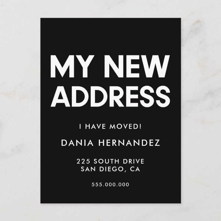 My new address Minimalist moving announcement Postcard | Zazzle