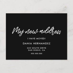 My new address Modern moving announcement black Postcard