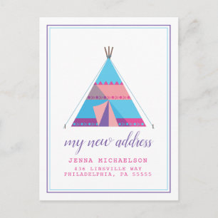 My New Address Pastel Teepee Home Postcard