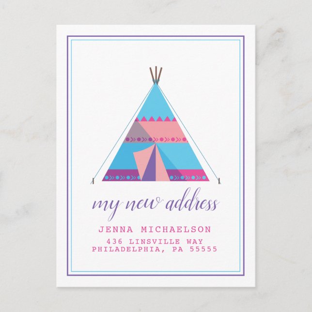 My New Address | Pastel Teepee Home Postcard (Front)