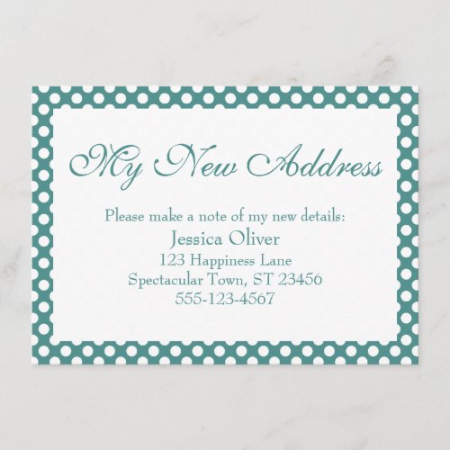 My New Address w Light Teal and White Polka Dots Enclosure Card