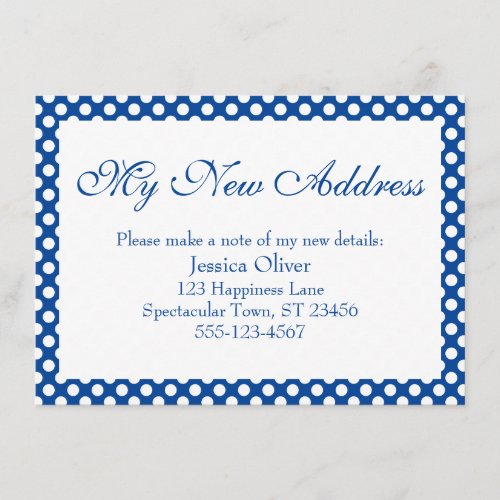 My New Address with Dark Blue  White Polka Dots Enclosure Card