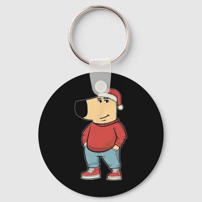 My New Character Is A Chill-guy Meme Funny Christm Keychain (Front)