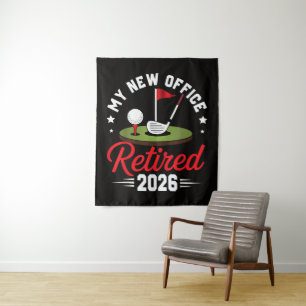 My New Office Retired 2026 Golf Retirement Tapestry