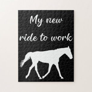 My New Ride To Work by Horse Funny Jigsaw Puzzle