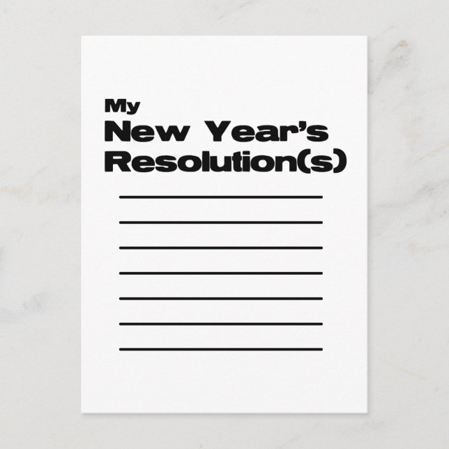 My New Year's Resolution(s) List Holiday Postcard (Front)
