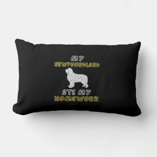 My newfoundland ate my homework Funny Dog Quotes Lumbar Pillow