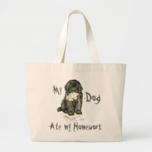 My Newfoundland Ate My Homework Large Tote Bag