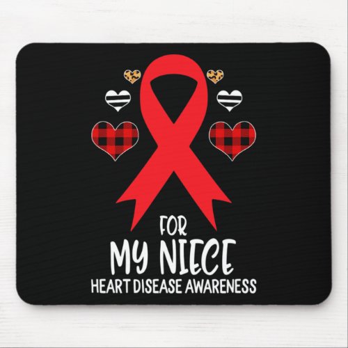 My Niece Heart Disease Awareness Ribbon Leopard Bu Mouse Pad