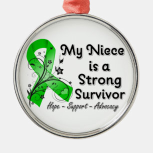 My Niece is a Strong Survivor Green Ribbon Metal Ornament
