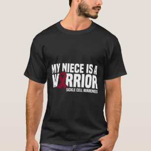 My Niece is a Warrior Burgundy Ribbon Sickle Cell T-Shirt
