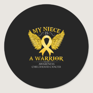 My Niece is A Warrior Childhood Cancer Awareness Classic Round Sticker