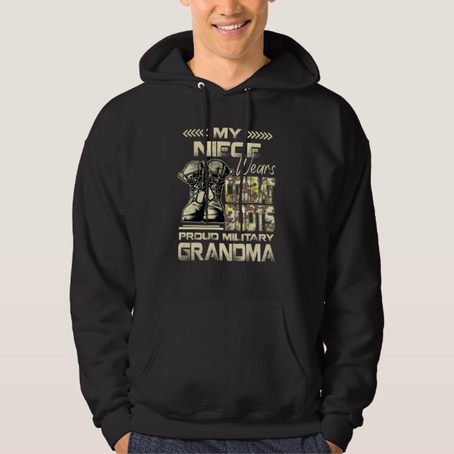 My Niece Wears Combat Boots Proud Military Grandma Hoodie (Front)