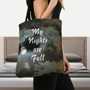 My Night's are Full Moon Night Sky Black Tote Bag