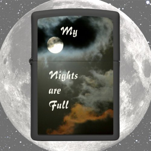My Nights are Full Moon Night Sky Black Zippo Lighter