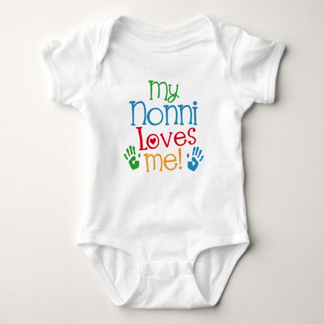 My Nonni Loves Me Grandchild Gift Baby Bodysuit (Front)