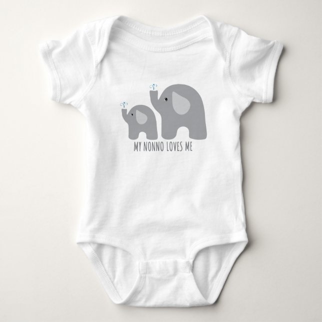 My Nonno Loves Me - Elephant Baby Bodysuit (Front)