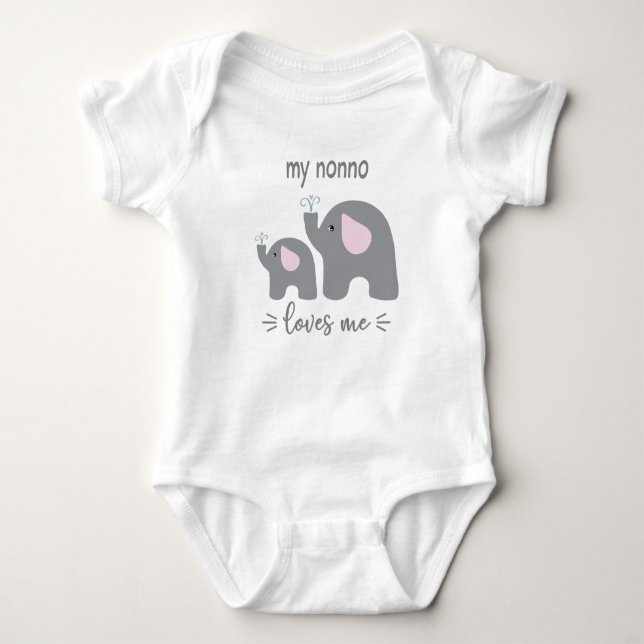 My Nonno Loves Me - Elephant Baby One-Piece Baby Bodysuit (Front)
