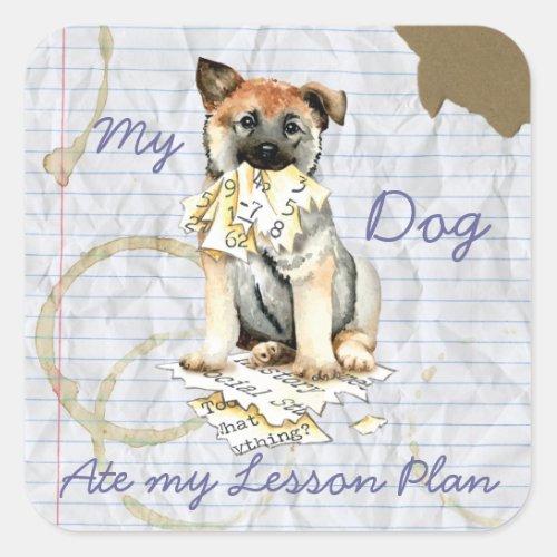My Norwegian Elkhound Ate My Lesson Plan Square Sticker
