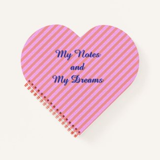My Notes and My Dreams Pink Heart Spiral Notebook