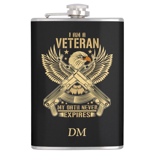 My Oath Never Expires Eagle Veteran Flask (Front)