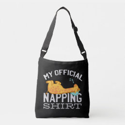 My official napping shirt - Lazy sleeping Giraffe Crossbody Bag