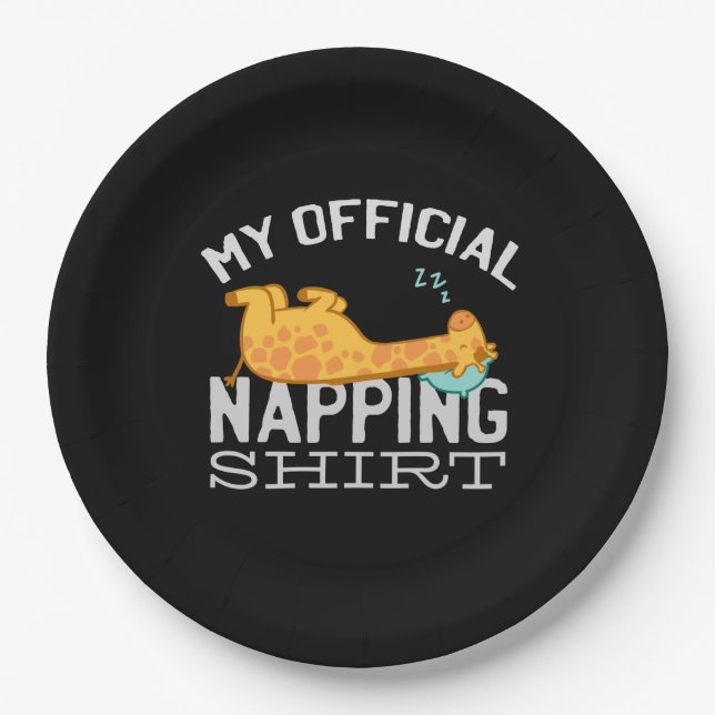 My official napping shirt - Lazy sleeping Giraffe Paper Plates (Front)