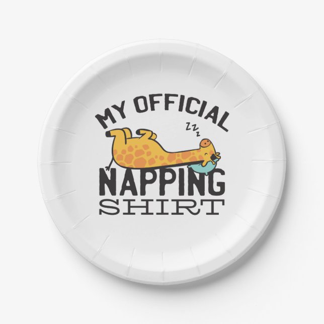 My official napping shirt - Lazy sleeping Giraffe Paper Plates (Front)