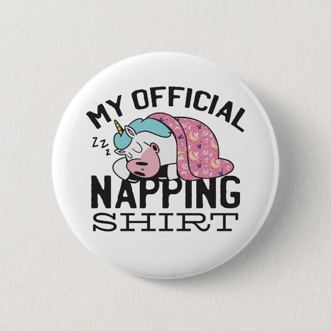 My official napping shirt - Lazy sleeping Unicorn Button (Front)