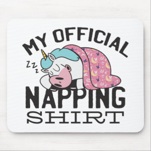 My official napping shirt - Lazy sleeping Unicorn Mouse Pad