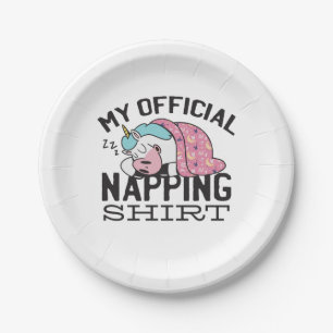 My official napping shirt - Lazy sleeping Unicorn Paper Plates