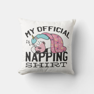 My official napping shirt - Lazy sleeping Unicorn Throw Pillow