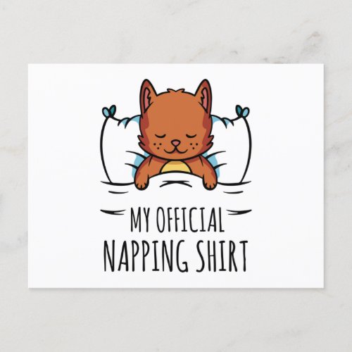 My official napping shirt with sleeping Cat Postcard