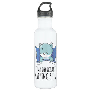 My official napping shirt with sleeping Cat Stainless Steel Water Bottle