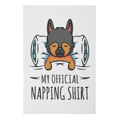 My official napping shirt with sleeping Dog Faux Canvas Print
