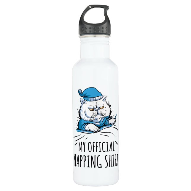 My official napping shirt with sleeping Dog Stainless Steel Water Bottle (Front)