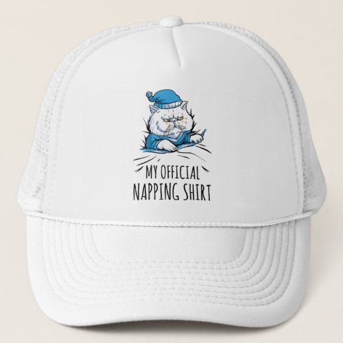 My official napping shirt with sleeping Dog Trucker Hat