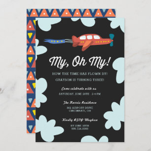 My Oh My Airplane Birthday Party Invitation