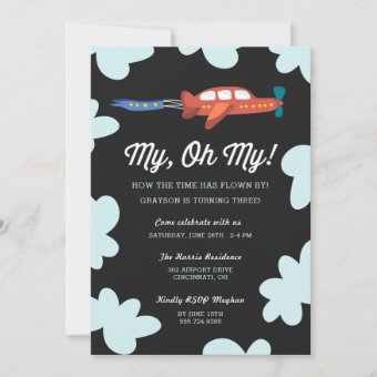My Oh My | Airplane Birthday Party Invitation | Zazzle